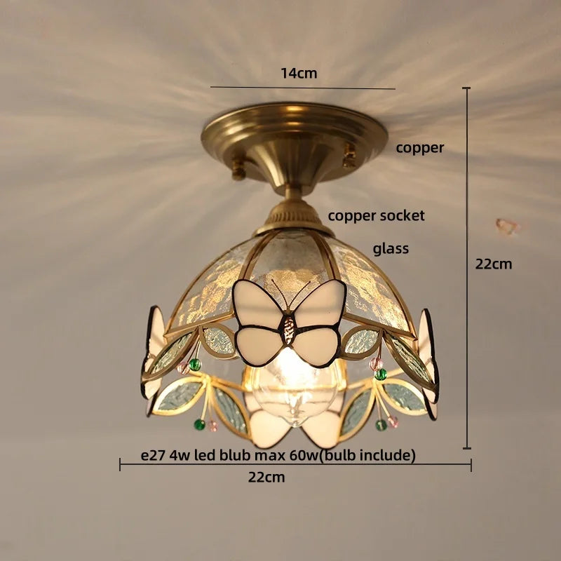 Afralia™ Flower Glass LED Ceiling Light Fixture, Modern Nordic Kitchen Restaurant Flush Mount