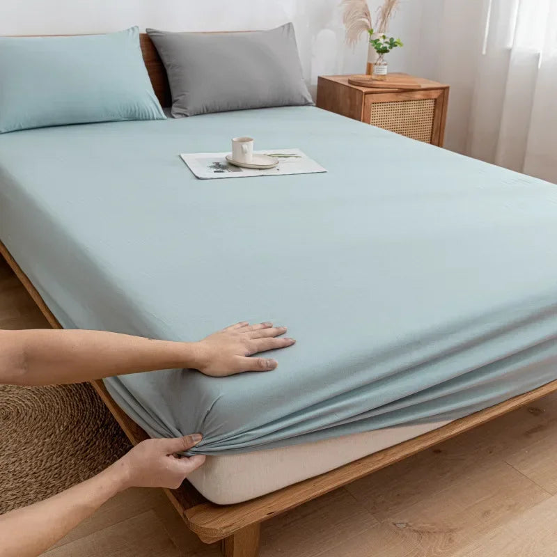 Afralia™ Cotton Fitted Sheet with Elastic Bands for Single Double King Queen Bed