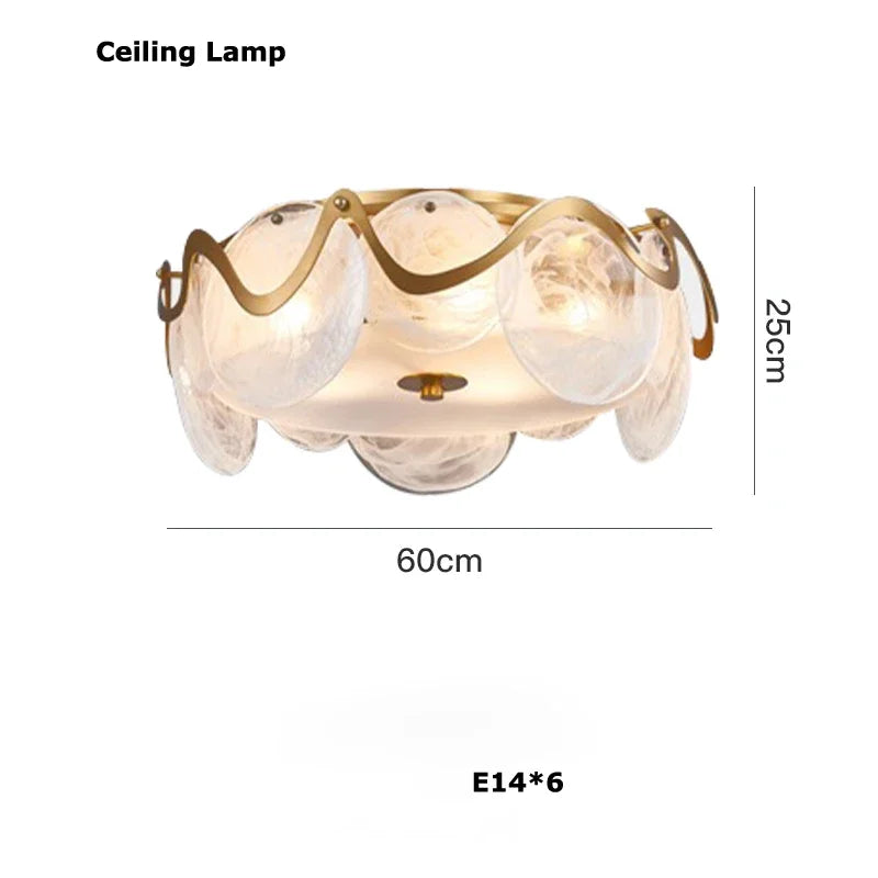 Afralia™ Nordic Gold Iron Pendant Light Disc Chandelier Luxury Glass for Living Room