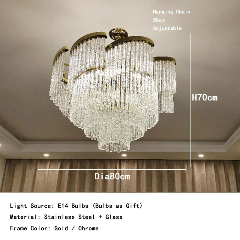 Afralia™ Icicle Glass Chandelier: Handmade Luxury Indoor Hanging Lamps for Living Room