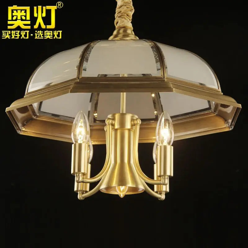 Afralia™ Iron Bronze Pendant Light Glass Retro Modern Living Room Lamp