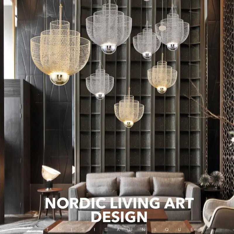 Afralia™ Metal Grid LED Chandelier: Modern Fashion for Home, Dining & Living Room