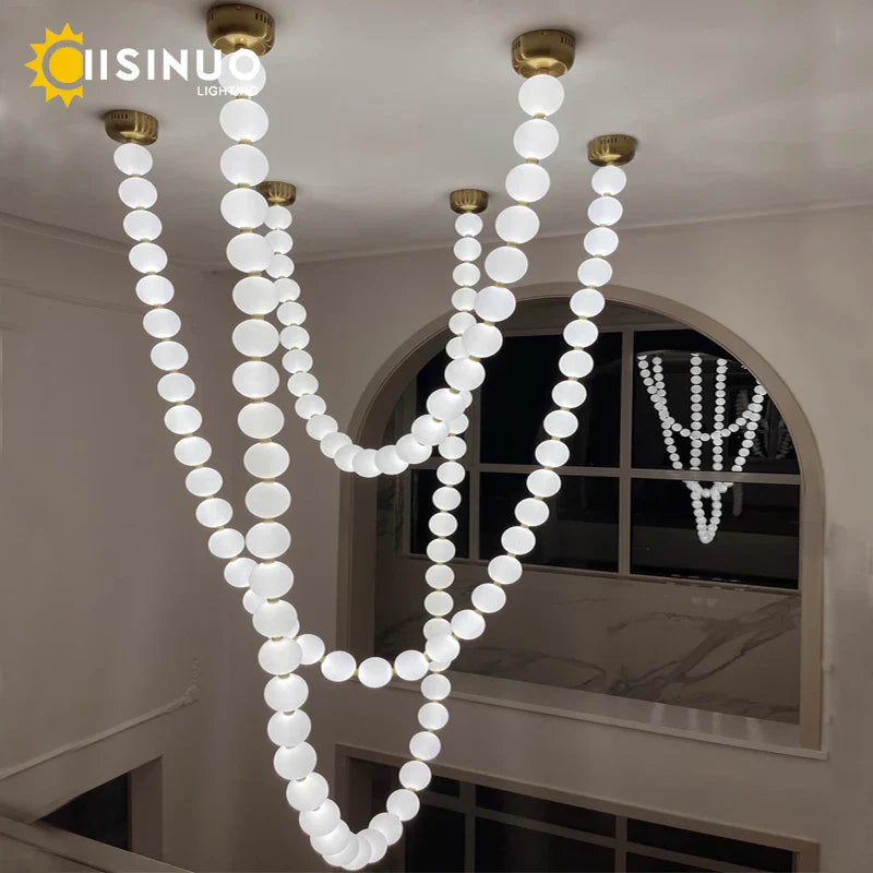 Afralia™ Pear Necklace Chandelier: Luxury Pendant Light Fixture for Living & Dining Rooms