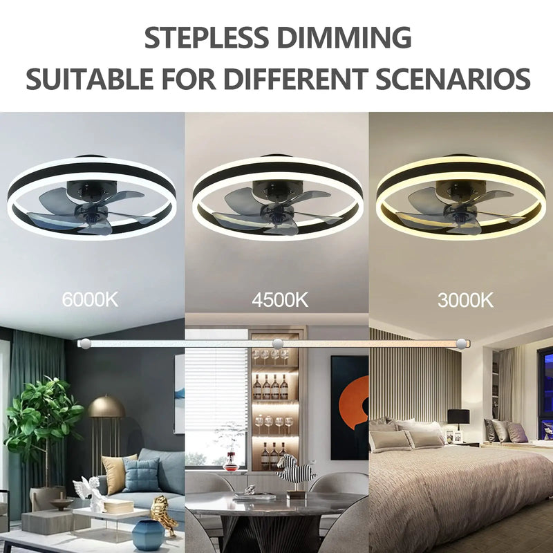 Afralia™ LED Silent Ceiling Fan Light Control Modern Bedroom Living Room Indoor Decor