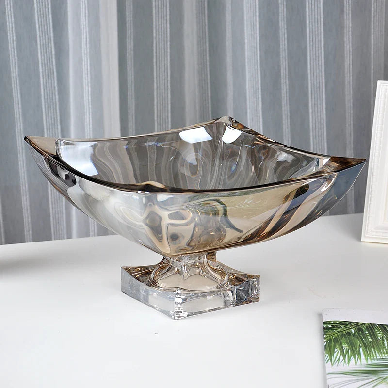 Afralia™ Large Crystal Glass Fruit Plate | Elegant Home Luxury Decor Ornaments