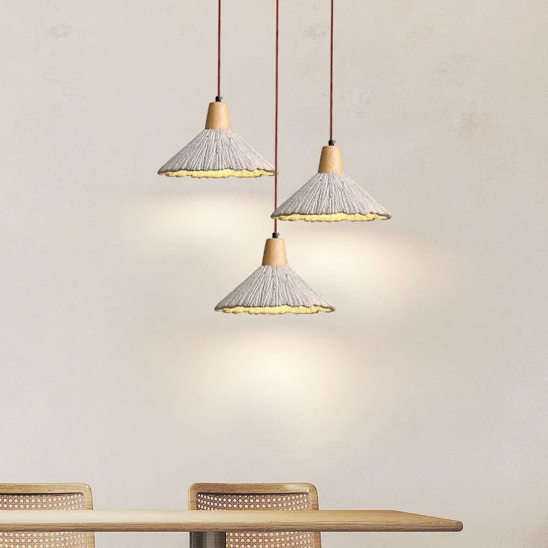 Afralia™ Wood Canopy LED Pendant Lamp: Modern Nordic Style with Adjustable Hanging Lights