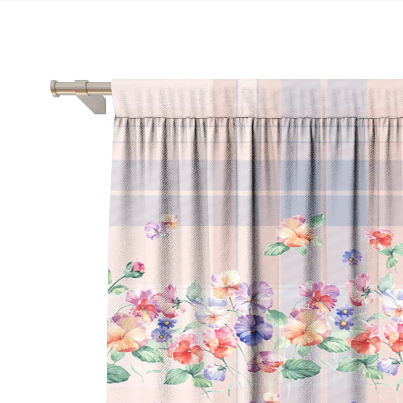 Afralia™ Floral Background Rod Pocket Curtains for Home Decor, Kitchen, Living Room