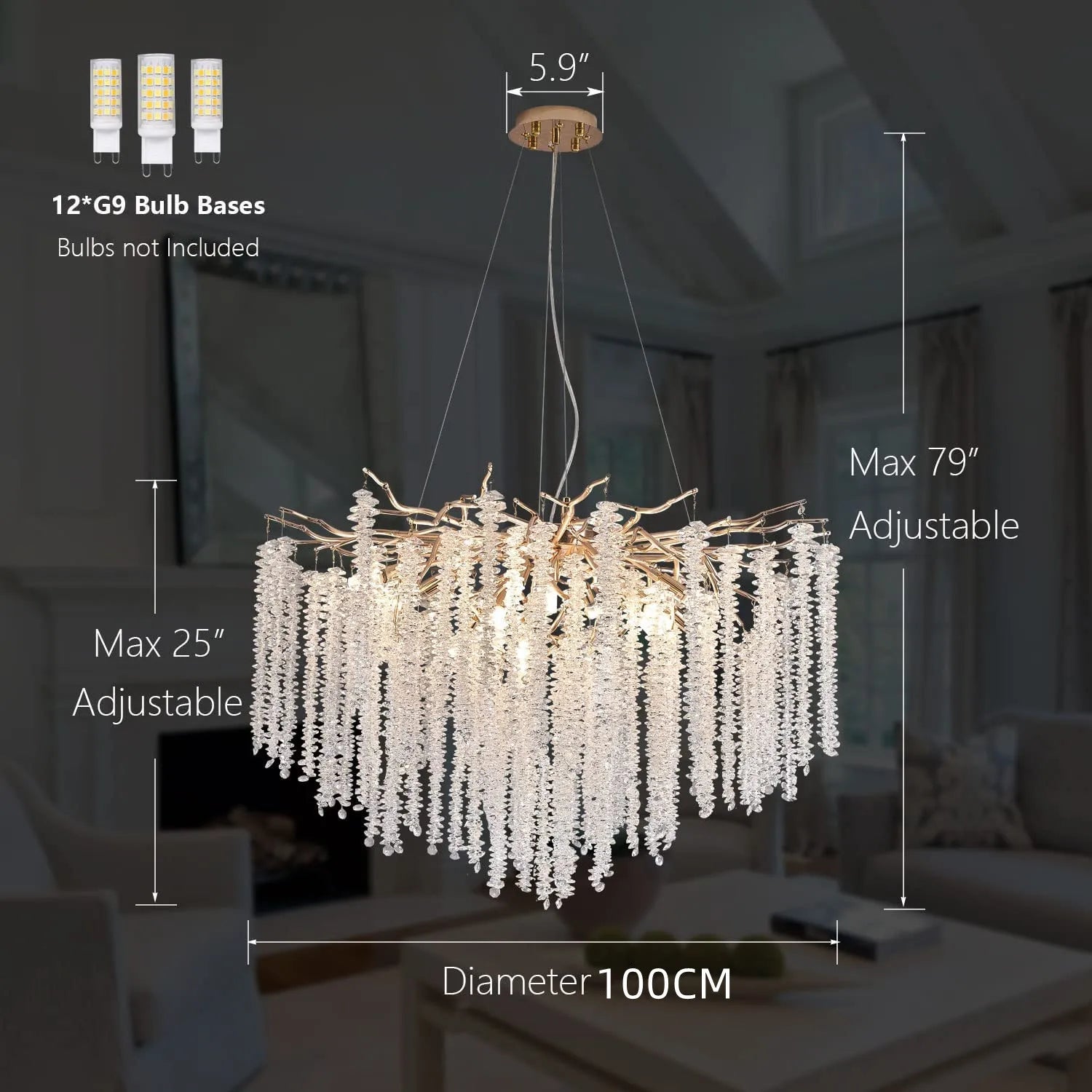 Afralia™ Crystal Tassel Chandelier: Elegant Dining Room Pendant Light Fixtures