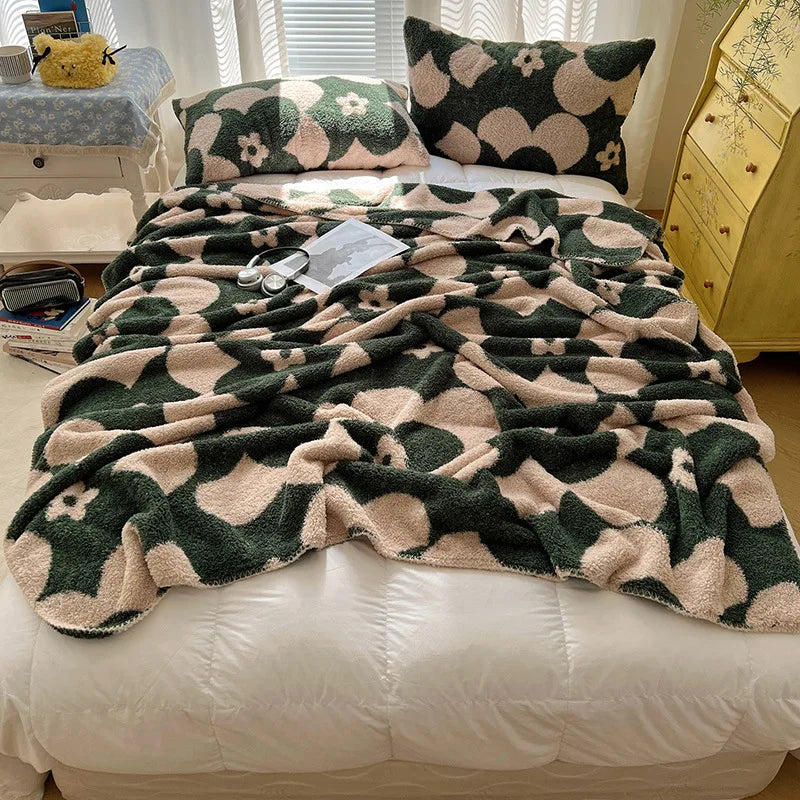 Afralia™ Geometric Printed Half Fleece Sofa Cover: Luxe Bohemian Shawl Blanket for Office Nap