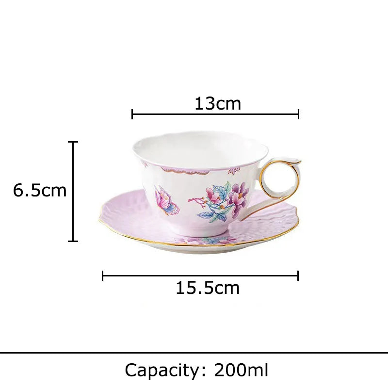 Afralia™ Flowers Pattern Coffee Mug Set for Elegant Dining Table Décor