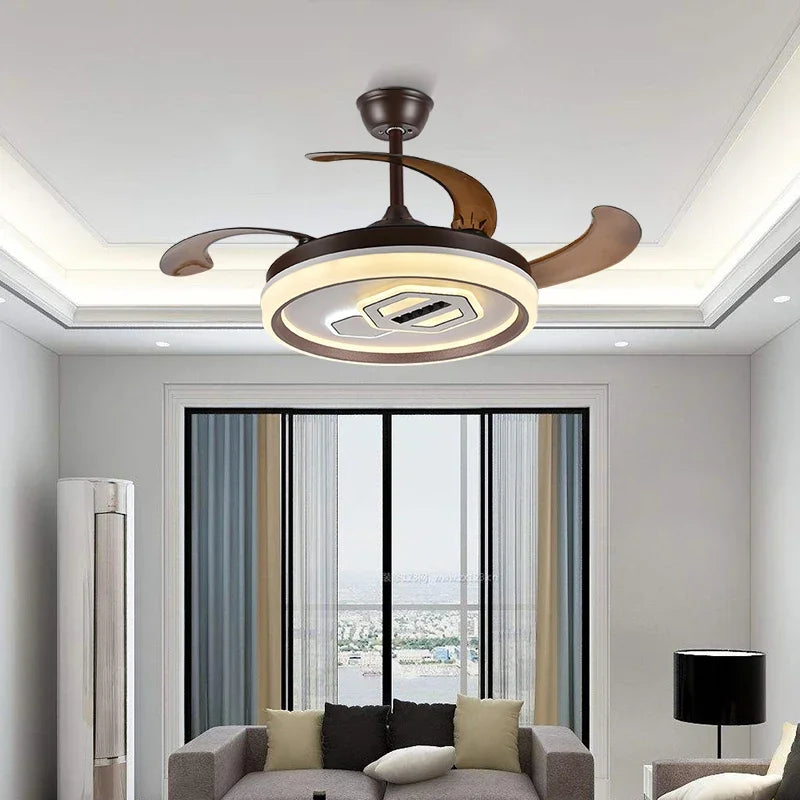 Afralia™ Adjustable Blade Ceiling Fan Light with Remote-Controlled LED - Elegant Home Decor