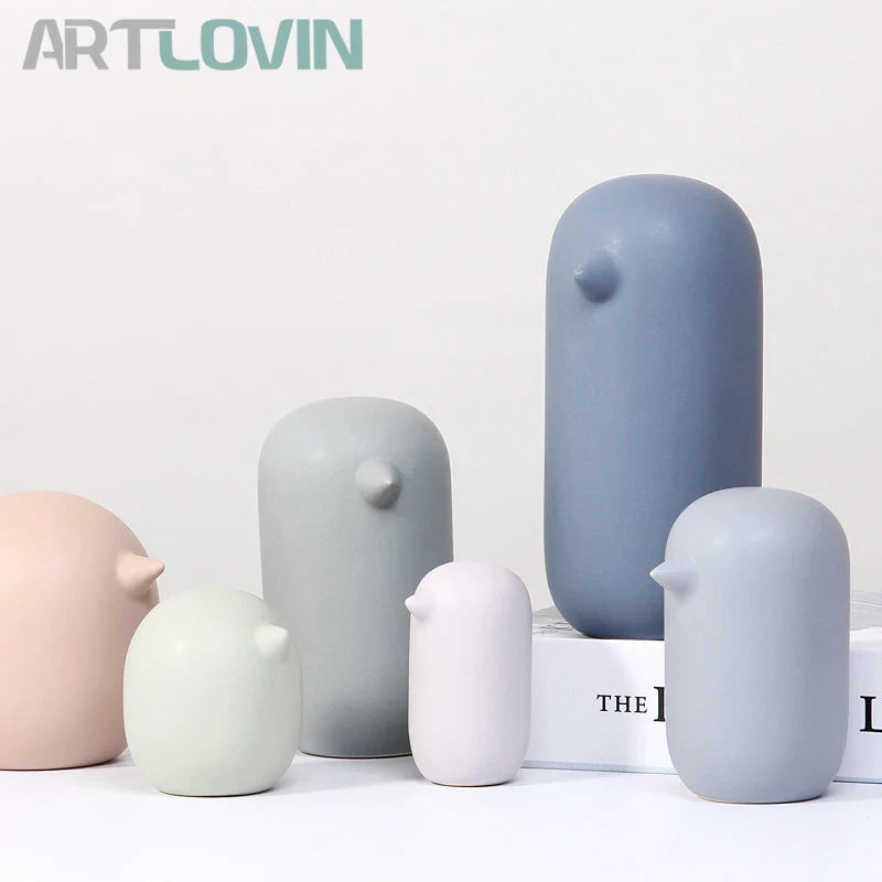Afralia™ Nordic Abstract Bird Figurines - Ceramic Matte Light Color Home Decor Ornament
