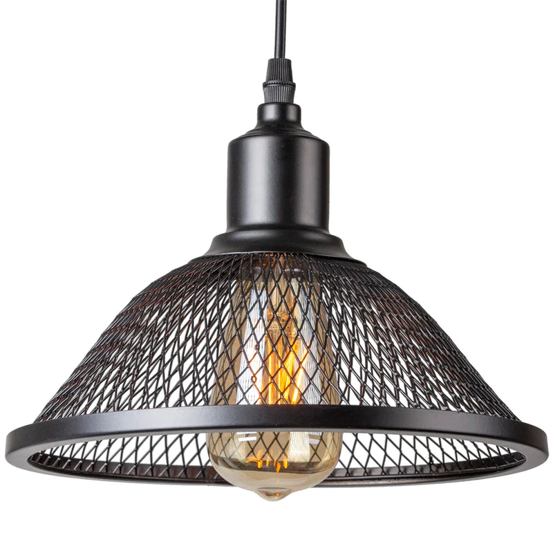 Afralia™ Black Industrial Cage Pendant Light for Kitchen Island Dining Room