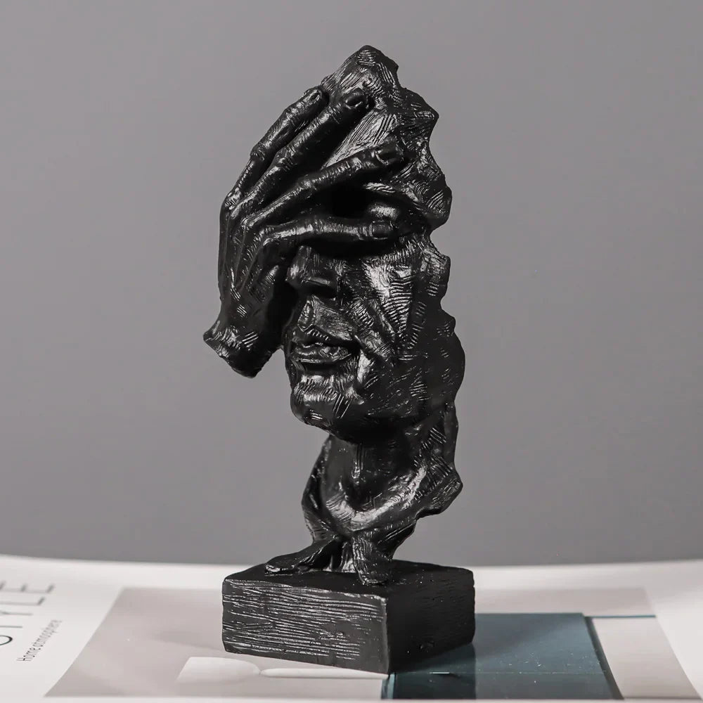 Afralia™ Thinker Abstract Face Sculpture Modern Home Decor Resin Desktop Art