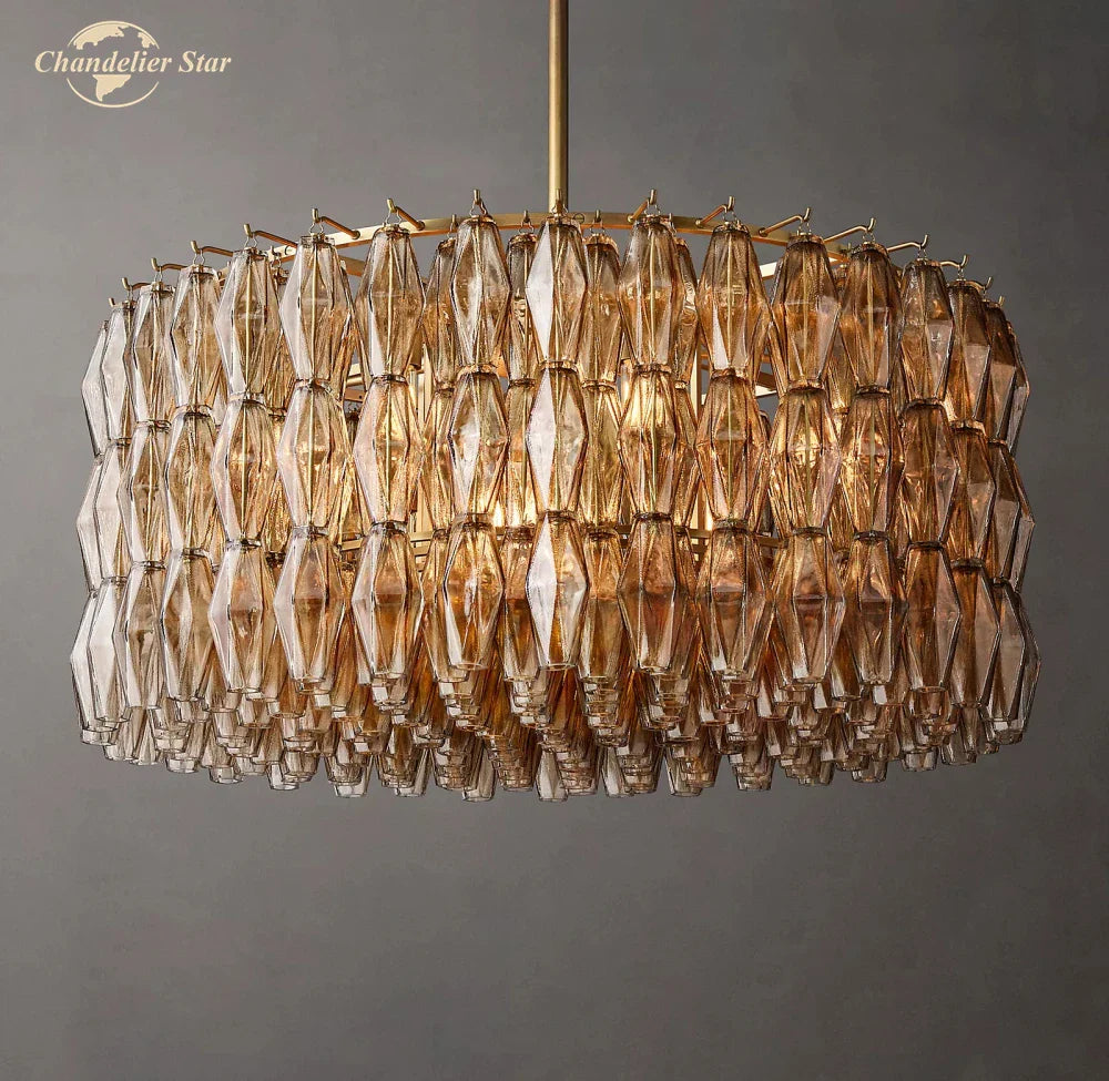 Afralia™ LED Smoke Glass Chandelier Pendant Light for Living Room Decor