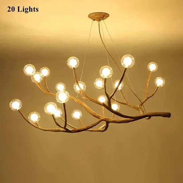 Afralia™ Vintage Resin Tree Branch Chandelier Glass Lightshade for Living Room Kitchen Island