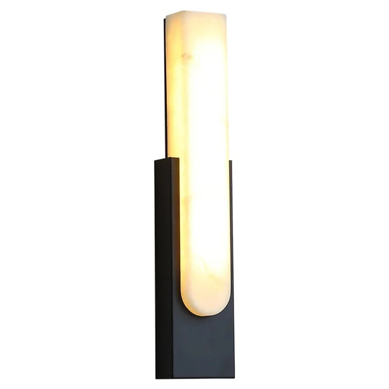 Afralia™ Nordic Marble LED Bedside Sconces | Modern Grey Metal Wall Light