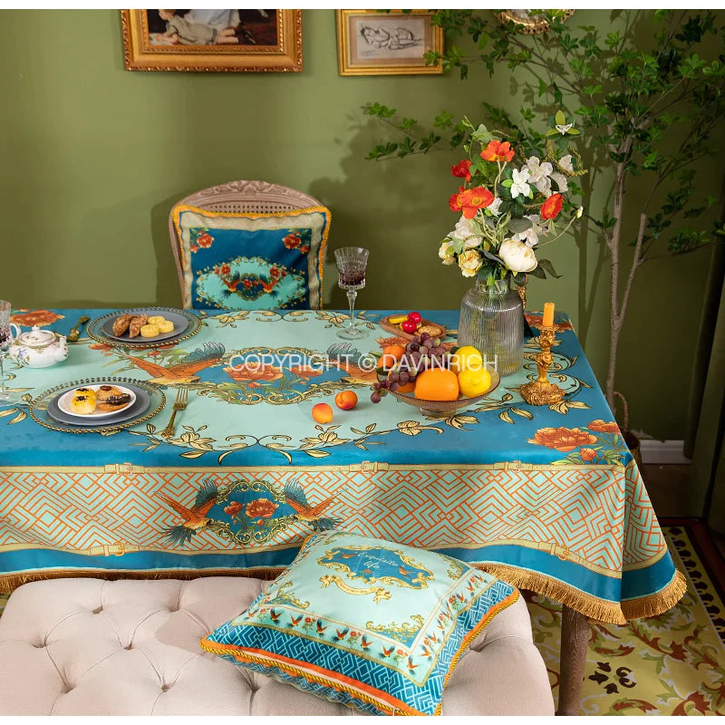 Afralia™ Velvet Parrots Floral Tablecloth for Wedding Banquet Party