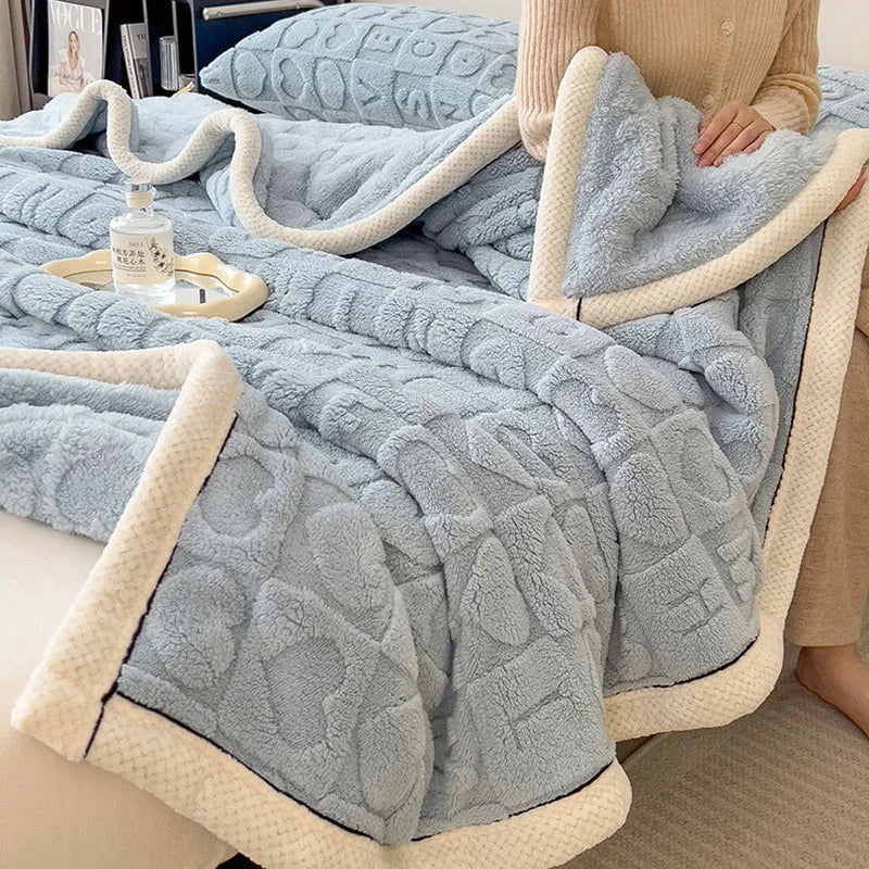 Afralia™ Cozy Jacquard Taffeta & Flannel Nap Blanket - Warm, Thick Comforter for Bedroom