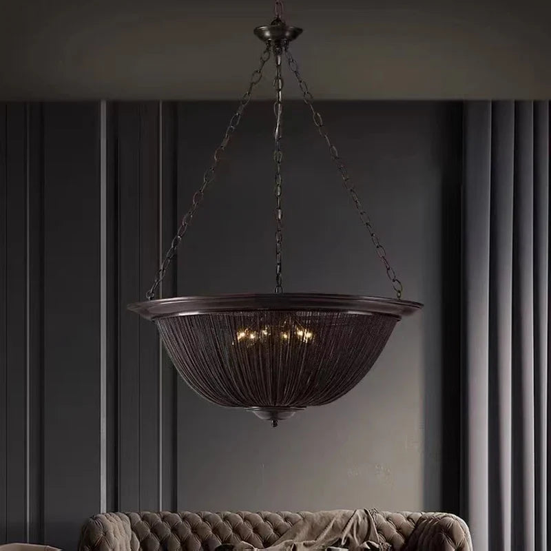 Afralia™ Black Tassel Ceiling Chandelier: Designer Dimmable Home Decor for Living Room