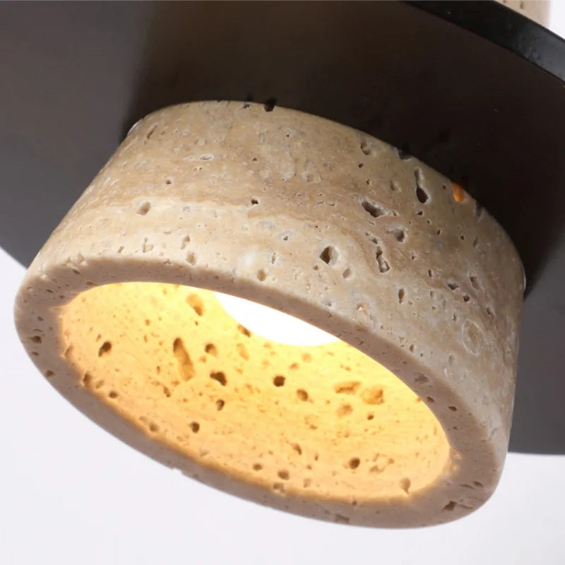 Afralia™ LED Yellow Travertine Stone Wall Lamp with Pull Chain Switch