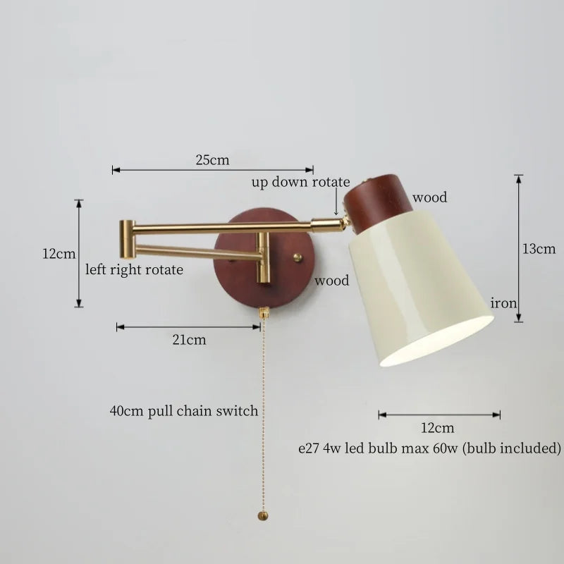 Afralia™ Swing Arm Iron LED Wall Lights, Vintage Style for Living Room, Bathroom, Bedroom