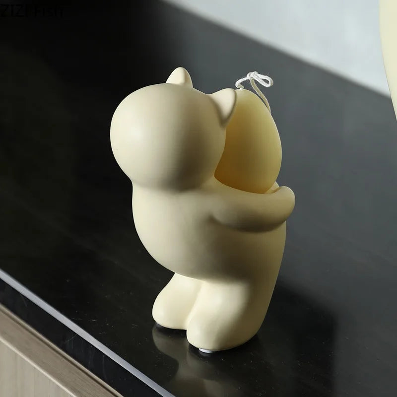 Afralia™ Yellow Yoga Cat Candle Holder Ceramic Aroma Diffuser Home Decoration