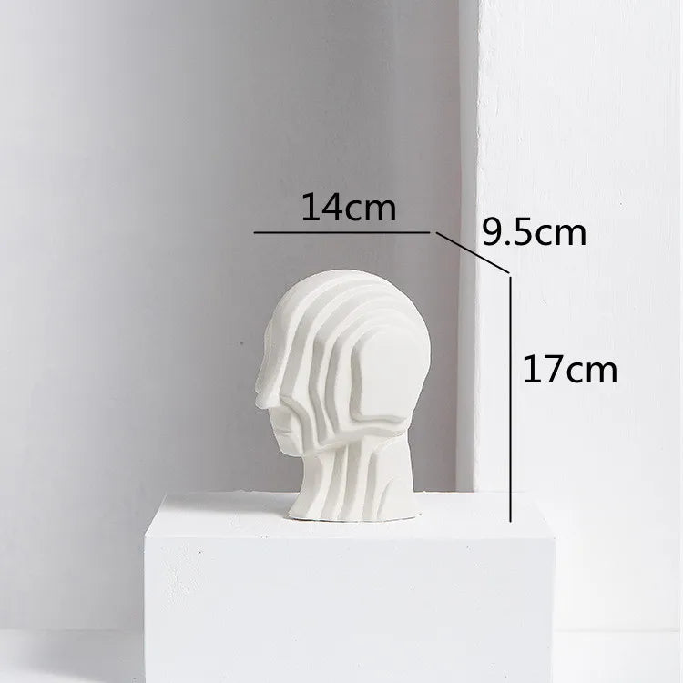 Afralia™ Geometric Ceramic Head Sculpture | Golden Alien Figurine