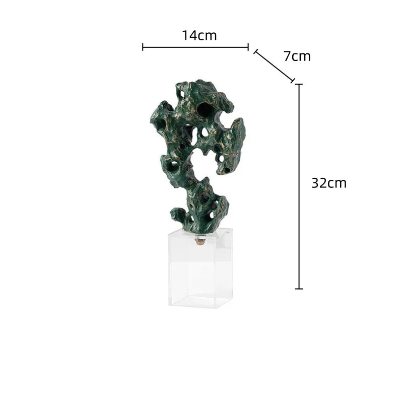 Afralia™ Green Taihu Stone Coral Sculpture for Room Decoration