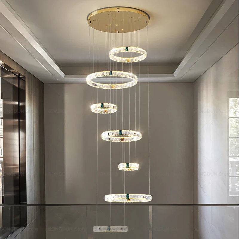 Afralia™ Duplex Crystal Chandelier for Modern Living Room & Empty Stairwell Building