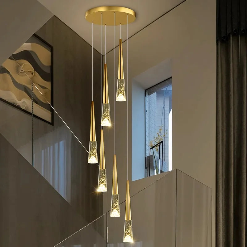 Afralia™ Nordic Home Decoration Stair Chandelier Living Room Dining Pendant Lights Ceiling Lighting