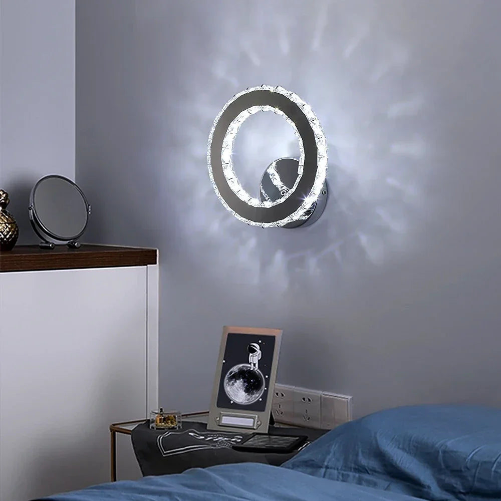 Afralia™ LED Crystal Sconce Wall Lamp: Modern Luxury Lighting for Living Room, Bedroom, and Corridor.
