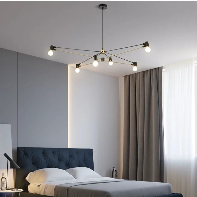 Afralia™ Geometric Lines Chandelier: Modern Nordic Indoor Lighting for Living Room and Bedroom