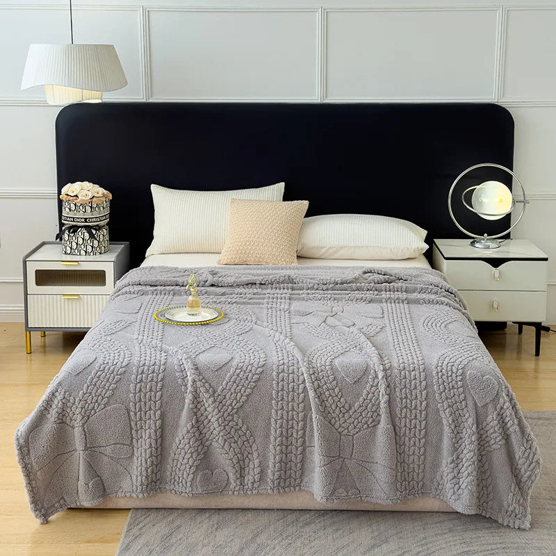 Afralia™ Jacquard Coral Velvet Sofa Cover Blanket | Soft & Warm for Spring/Autumn