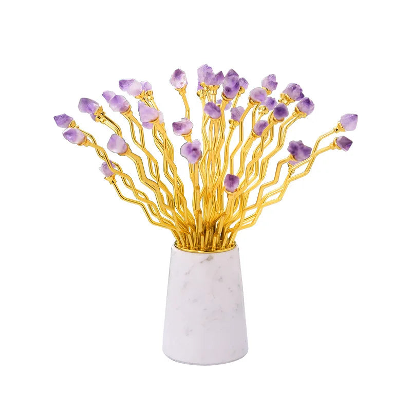 Afralia™ Modern Light Luxury Model Room Decor with Natural Purple Blooming Plants