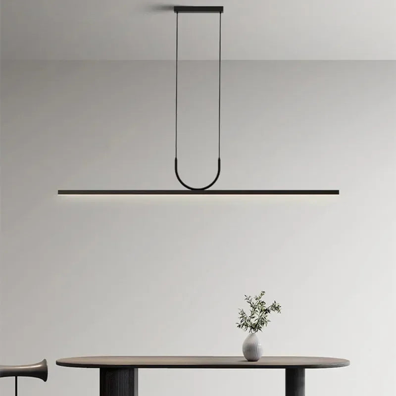 Afralia™ Black LED Ceiling Chandelier for Dining Room Kitchen Island - Modern Hanging Fixture