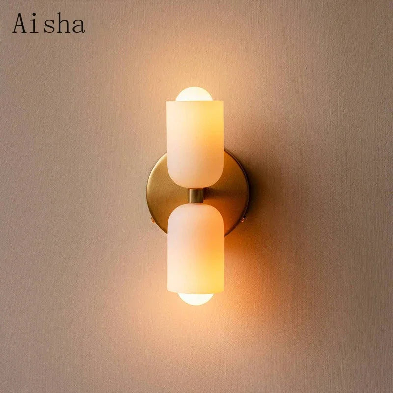 Afralia™ Double Head Glass Wall Light for Bedroom, Living Room, Bathroom Décor