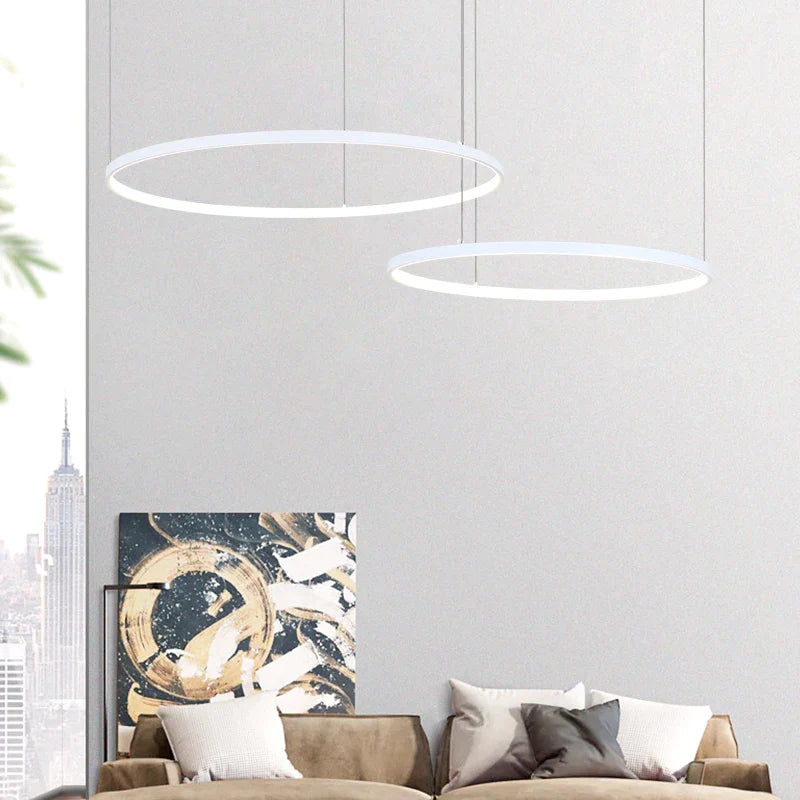 Afralia™ LED Circle Rings Chandeliers - Modern Hanging Pendant Lighting for Living Room