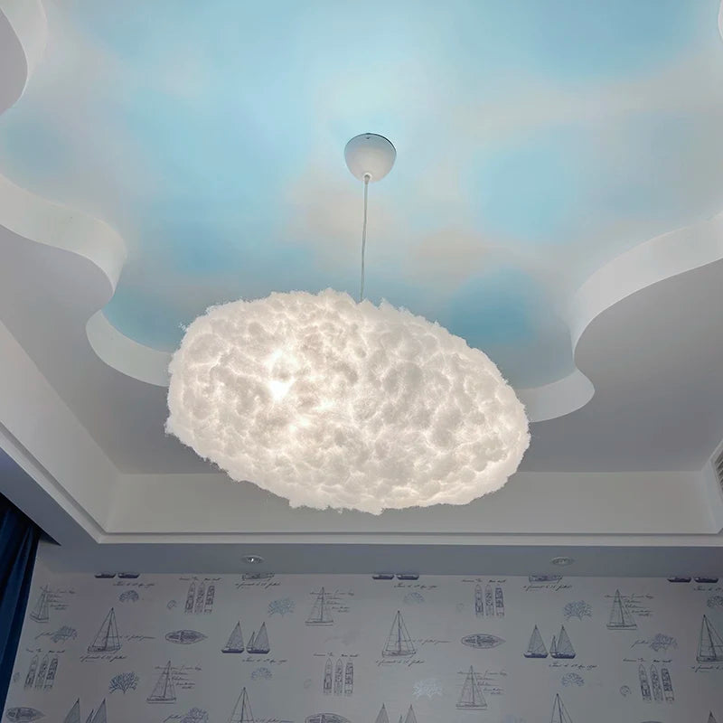 Afralia™ Cloud Pendant Lamp: Creative White Cotton LED Hanging Light for Kids and Coffee Room