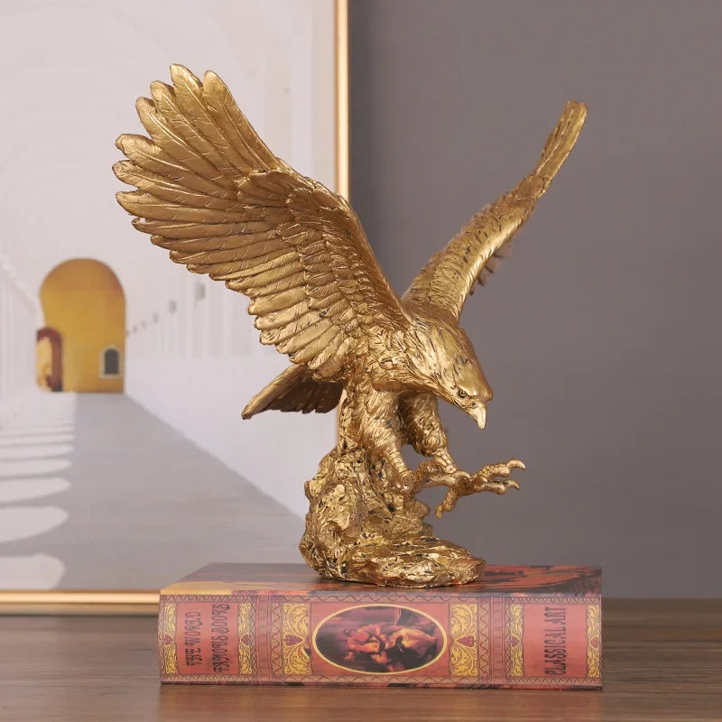 Afralia™ Dapeng Eagle Wings Resin Art Statue Ornament for Home and Office Decor