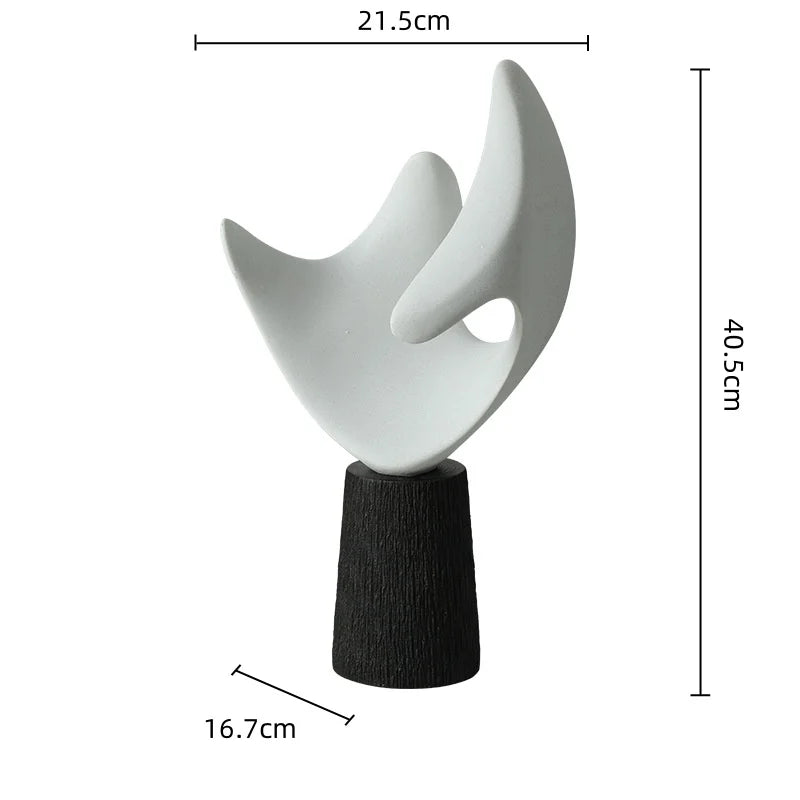 Afralia™ Abstract Hollowed-out Resin Sculpture, Black and White Modern Home Decor Statue.