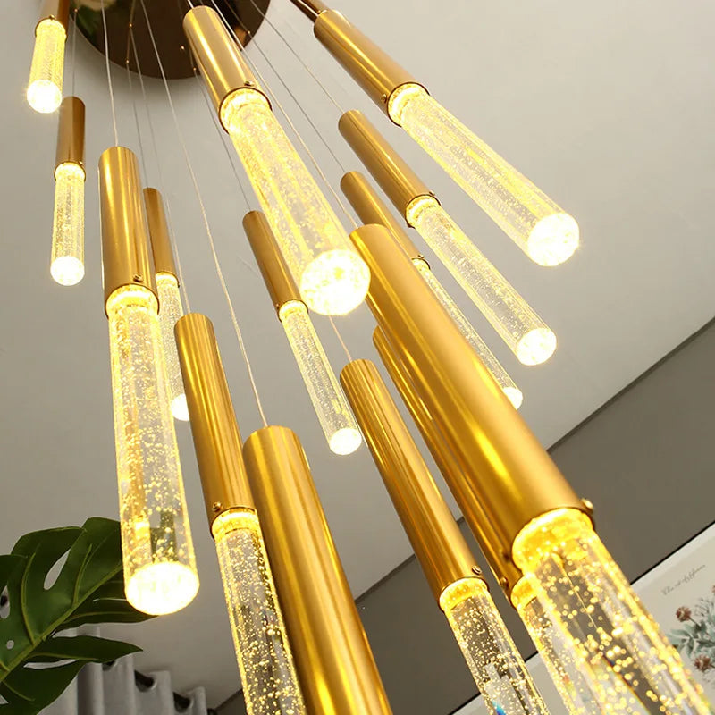 Afralia™ Crystal Loft Chandelier: Modern Nordic Art Deco Gold LED Lighting for Living Room