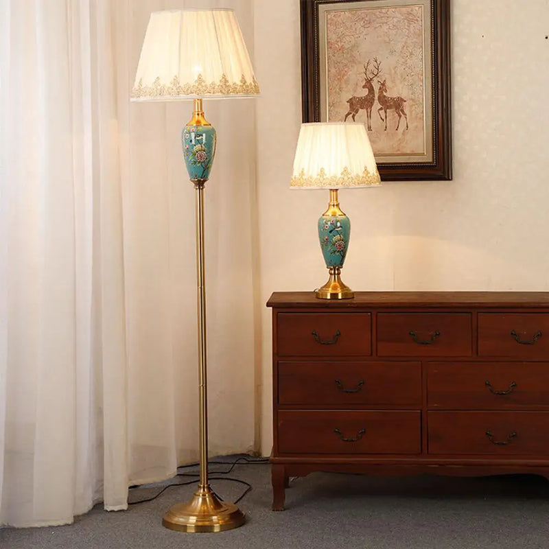 Afralia™ Retro European Ceramic Floor Lamp for Home Decor, Living Room, Bedroom, Sofas, and Bedside