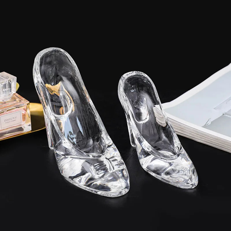 Afralia™ Crystal Glass High-Heeled Shoes Figurine Decoration