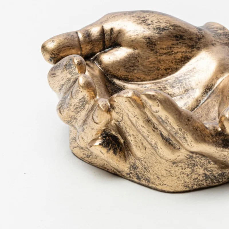 Afralia™ Resin Human Figure Sculpture Palm Tray Fruit Plate Home Decoration