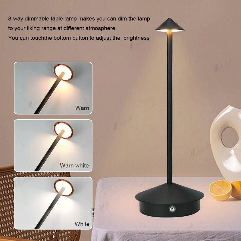 Afralia™ Pina Pro Rechargeable LED Touch Table Lamp for Dining, Hotel, Bar & Coffee