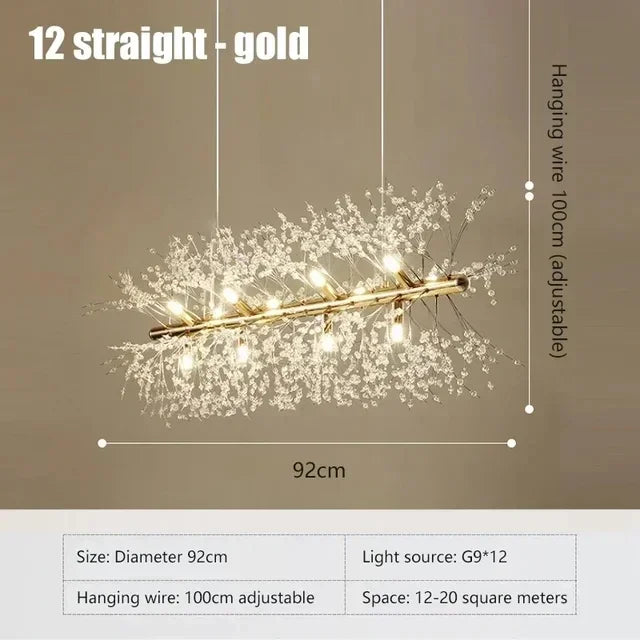 Afralia™ Dandelion Crystal Ceiling Lamp Chandelier for Bedroom Dining Room Kitchen Island