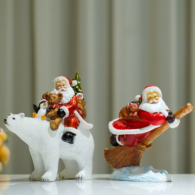 Afralia™ Santa Claus Resin Figurines: Christmas Decor, Living Room Statue, New Year Gift