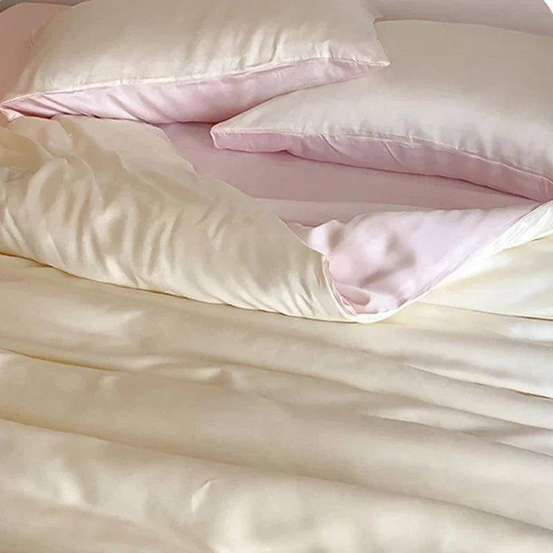 Afralia™ Ice Silky Solid Bedding Set - Cooling Satin Smooth Quilt Cover Set