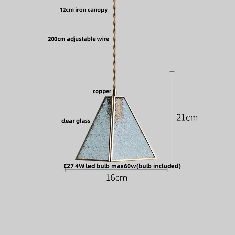 Afralia™ Blue Glass LED Pendant Light Fixture Modern Nordic Wire Hanging Lamp